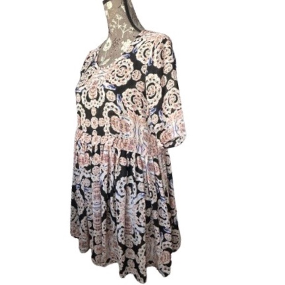 Passion Fusion Women's Small Multitone Bohemian Short Sleeves Mini Dress/Tunic - Picture 3 of 15